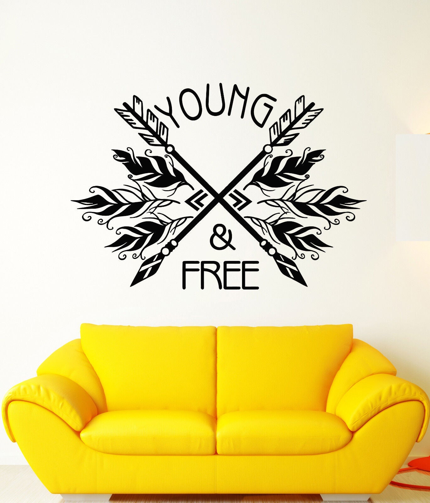 Vinyl Wall Decal Ethnic Style Arrows Words Quote Young Free Stickers (3274ig)