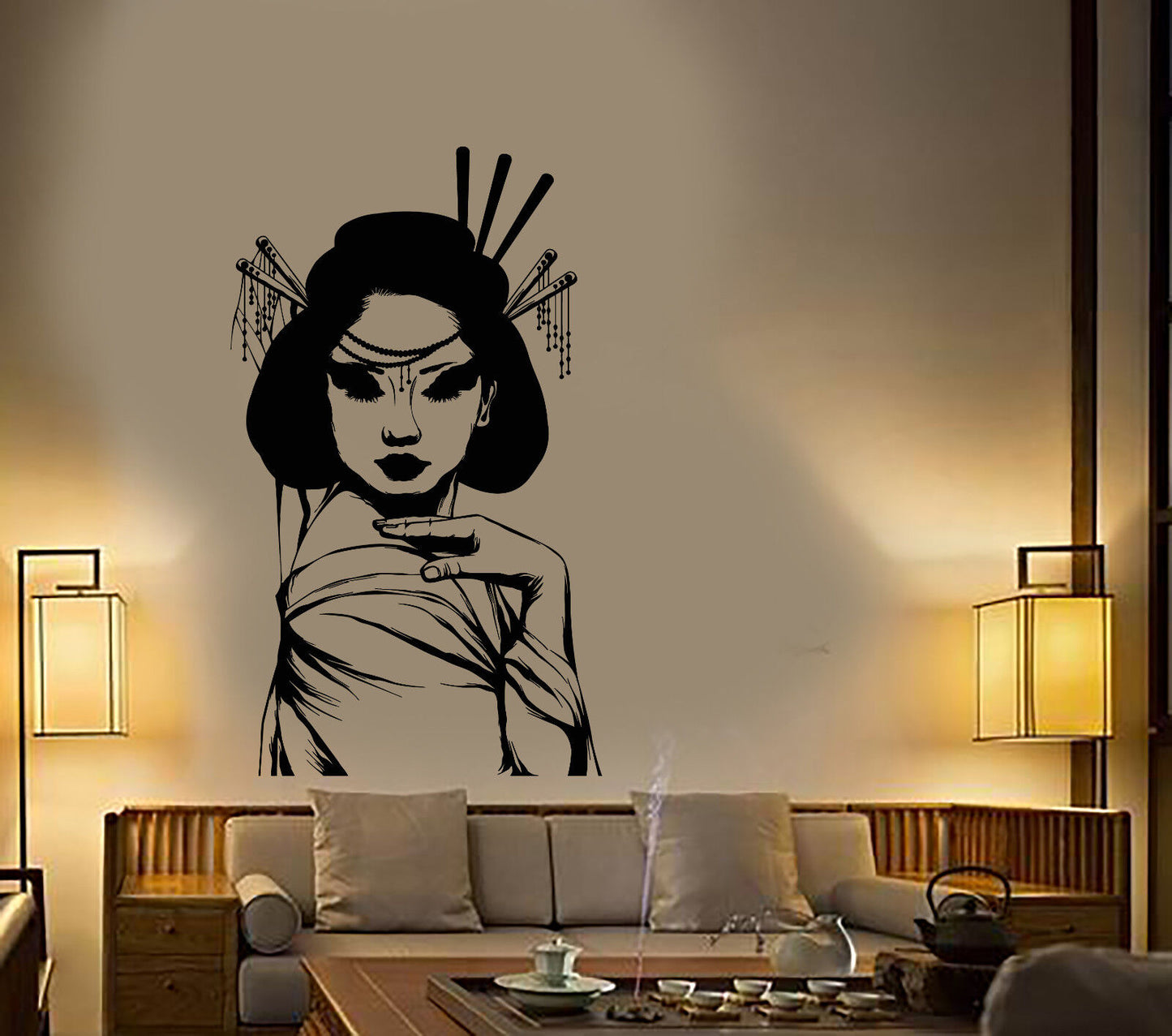 Vinyl Wall Decal Japanese Geisha Girl Asian Style Woman Stickers (3275ig)