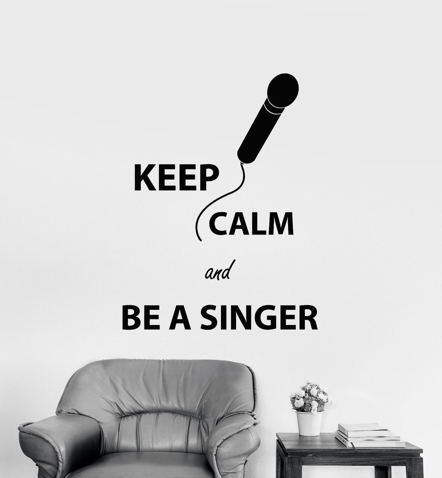 Vinyl Wall Decal Keep Calm Quote Karaoke Club Microphone Singer Stickers 3302ig