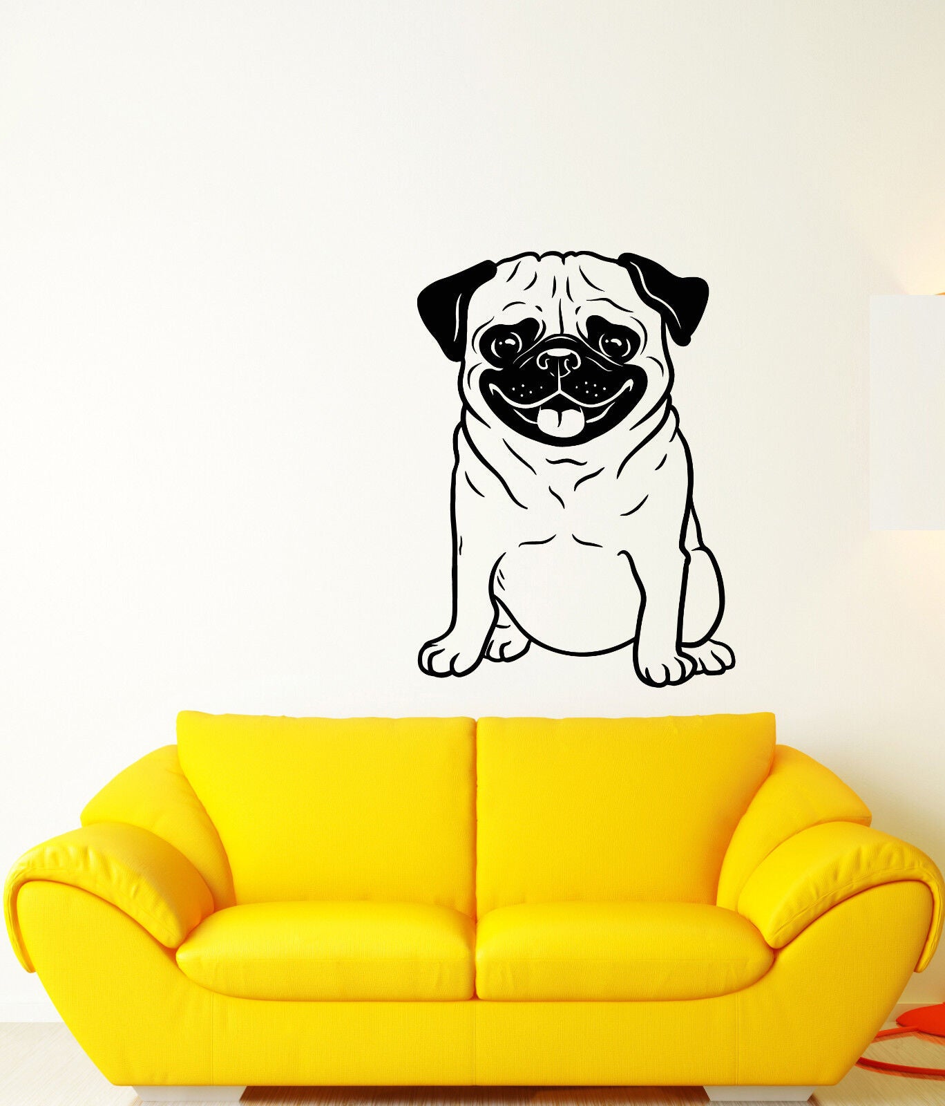 Wandaufkleber aus Vinyl für Zuhause, Tier, Haustier, Mops, Welpe, Hund (3304ig)