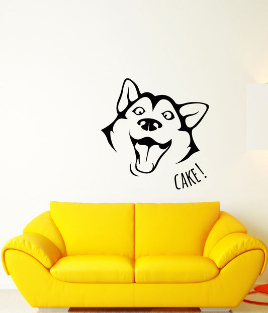 Vinyl Wall Decal Husky Funny Dog Pet Animal Stickers (3307ig)