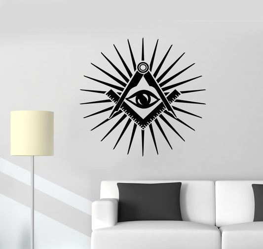 Vinyl Wall Decal Freemasonry Masonic Sign Symbol Stickers (3313ig)