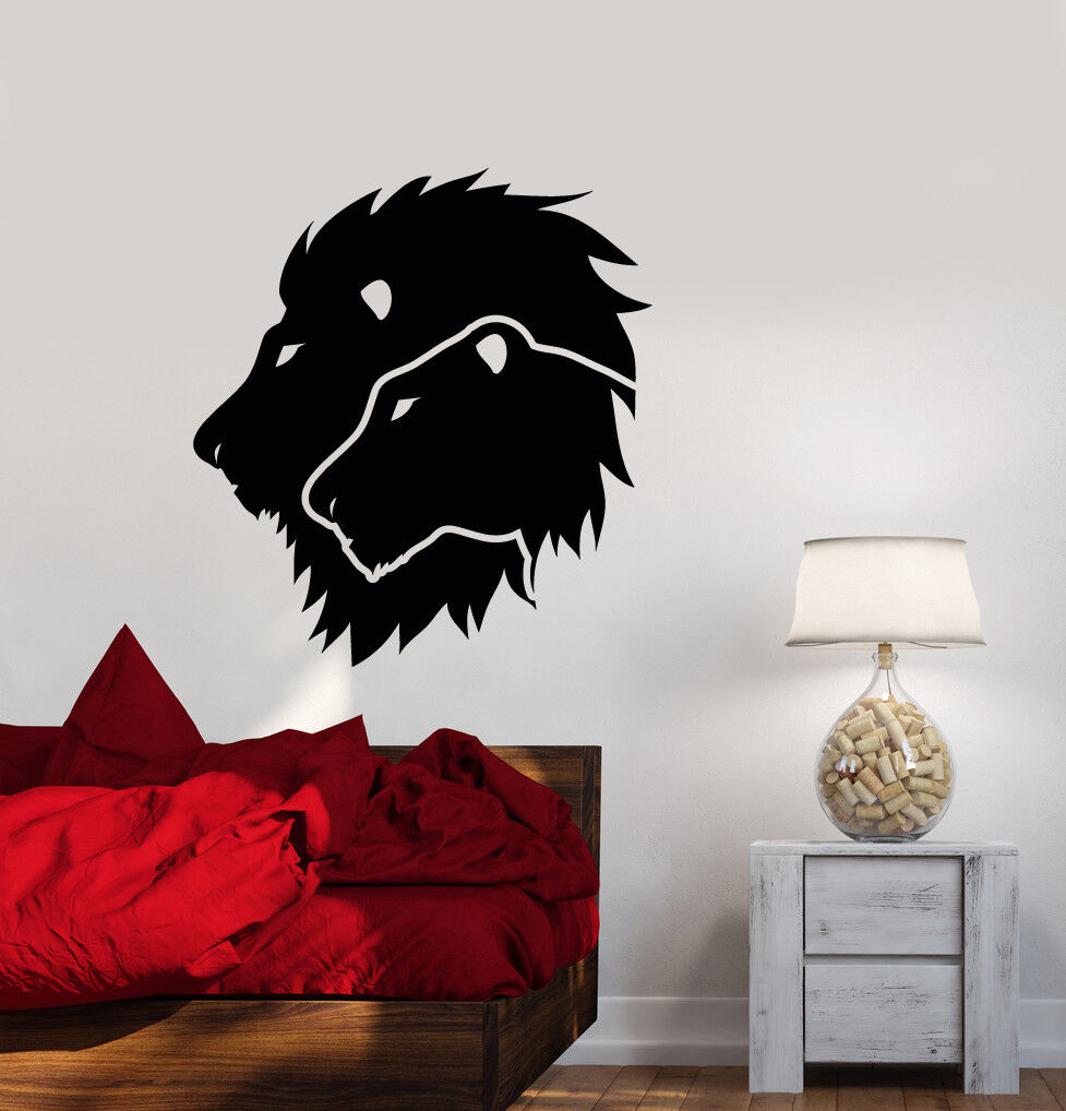 Autocollant mural en vinyle Lion et lionne, animaux africains, grands chats (3315ig)