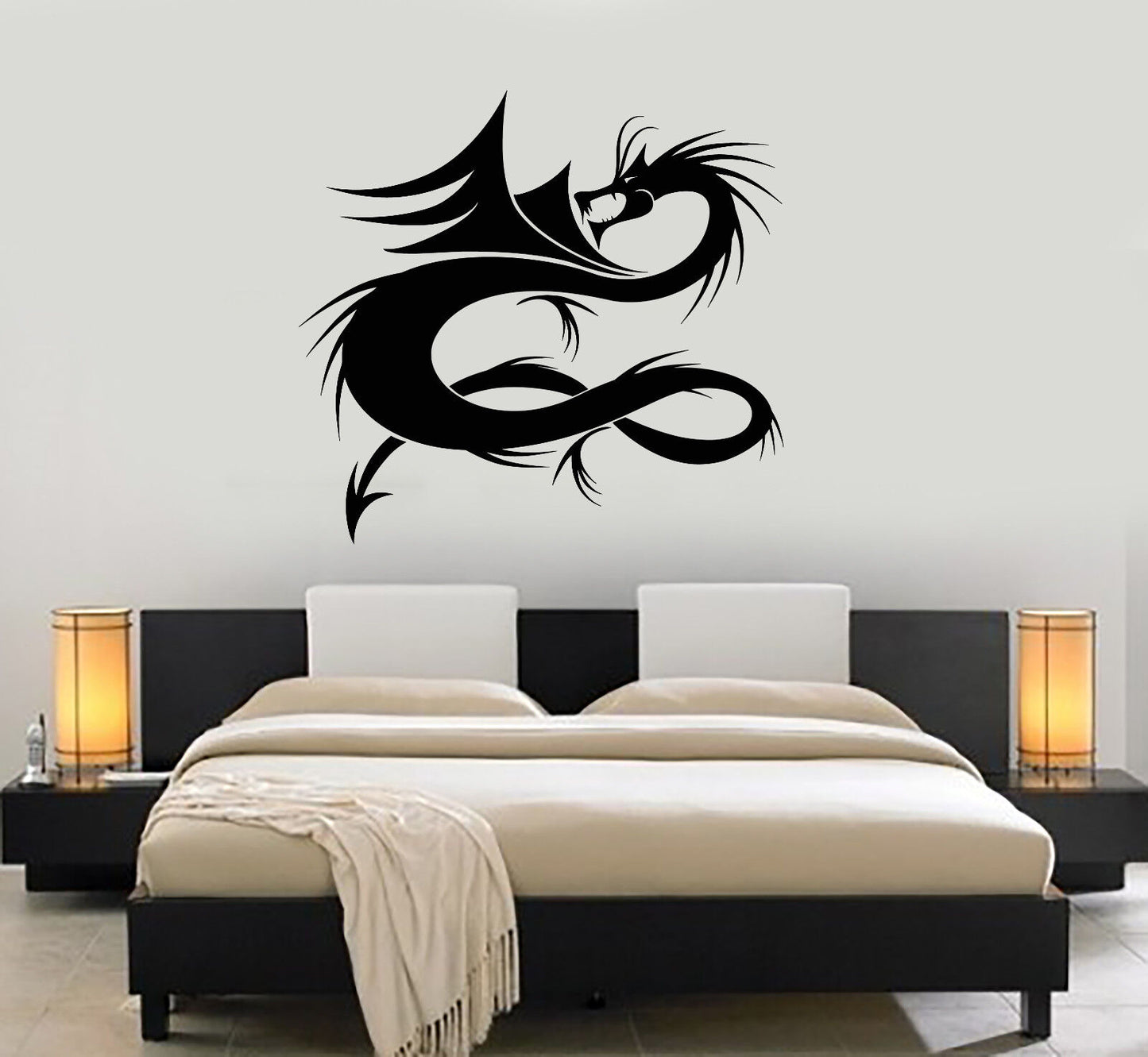 Autocollant mural en vinyle dessin animé dragon chinois ornement silhouette autocollants (3322ig)