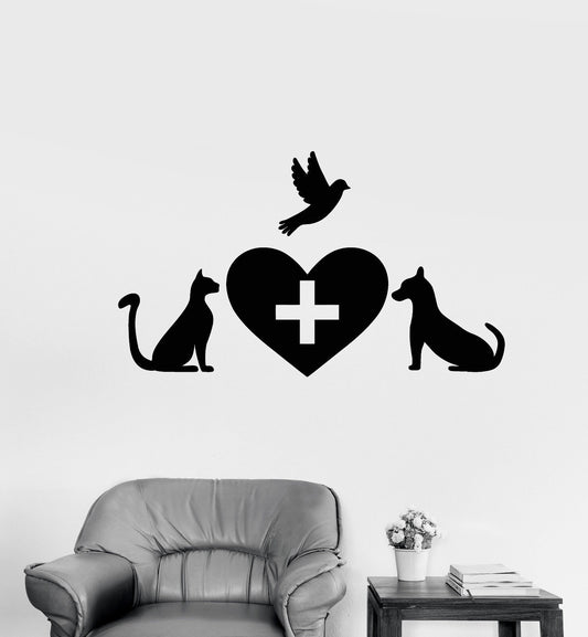 Vinyl Wall Decal Veterinary Clinic Pets Logo Signboard Stickers (3325ig)