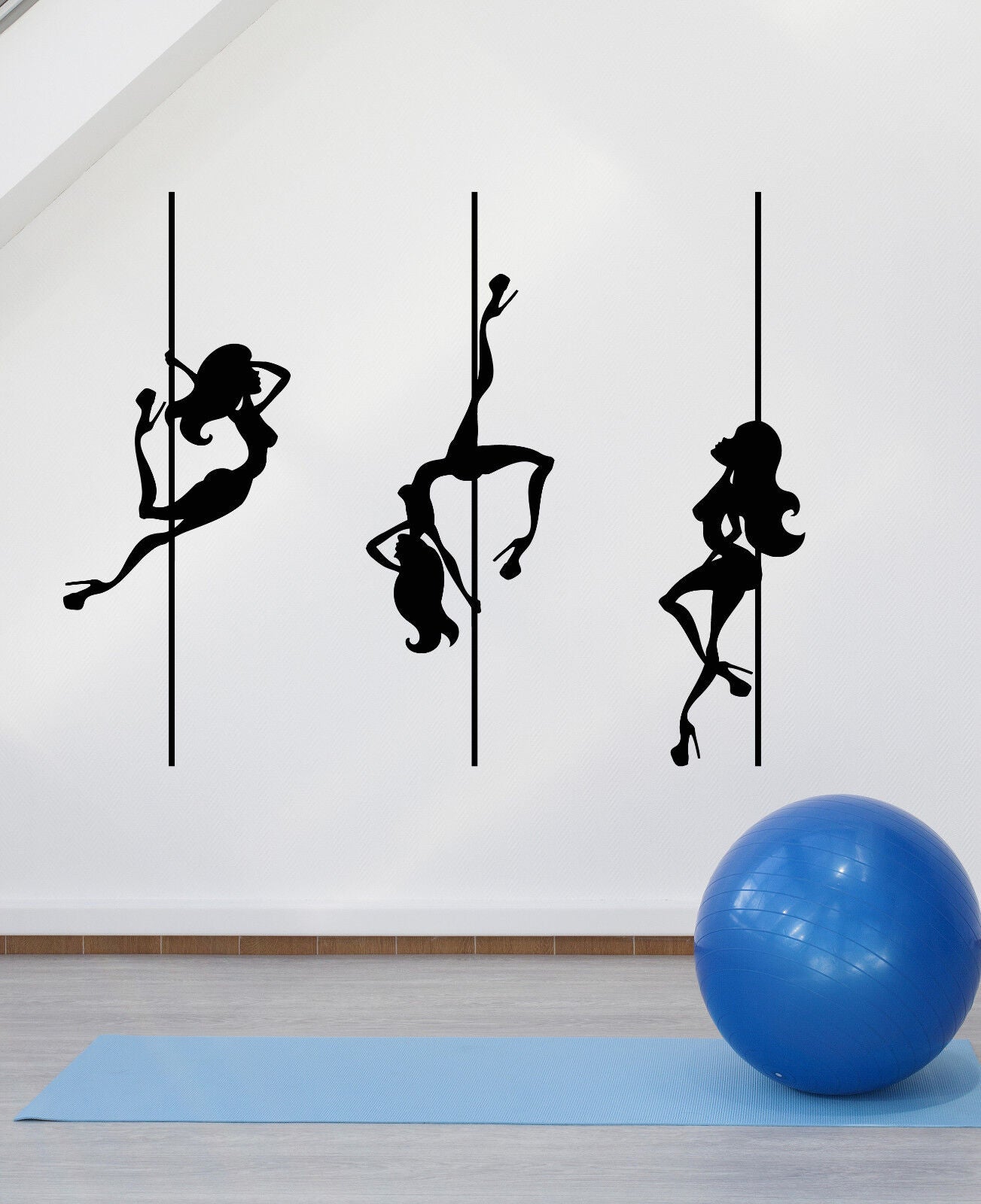 Vinyl Wall Decal Pool Dance Stripper Naked Girls Silhouette Stickers (3348ig)