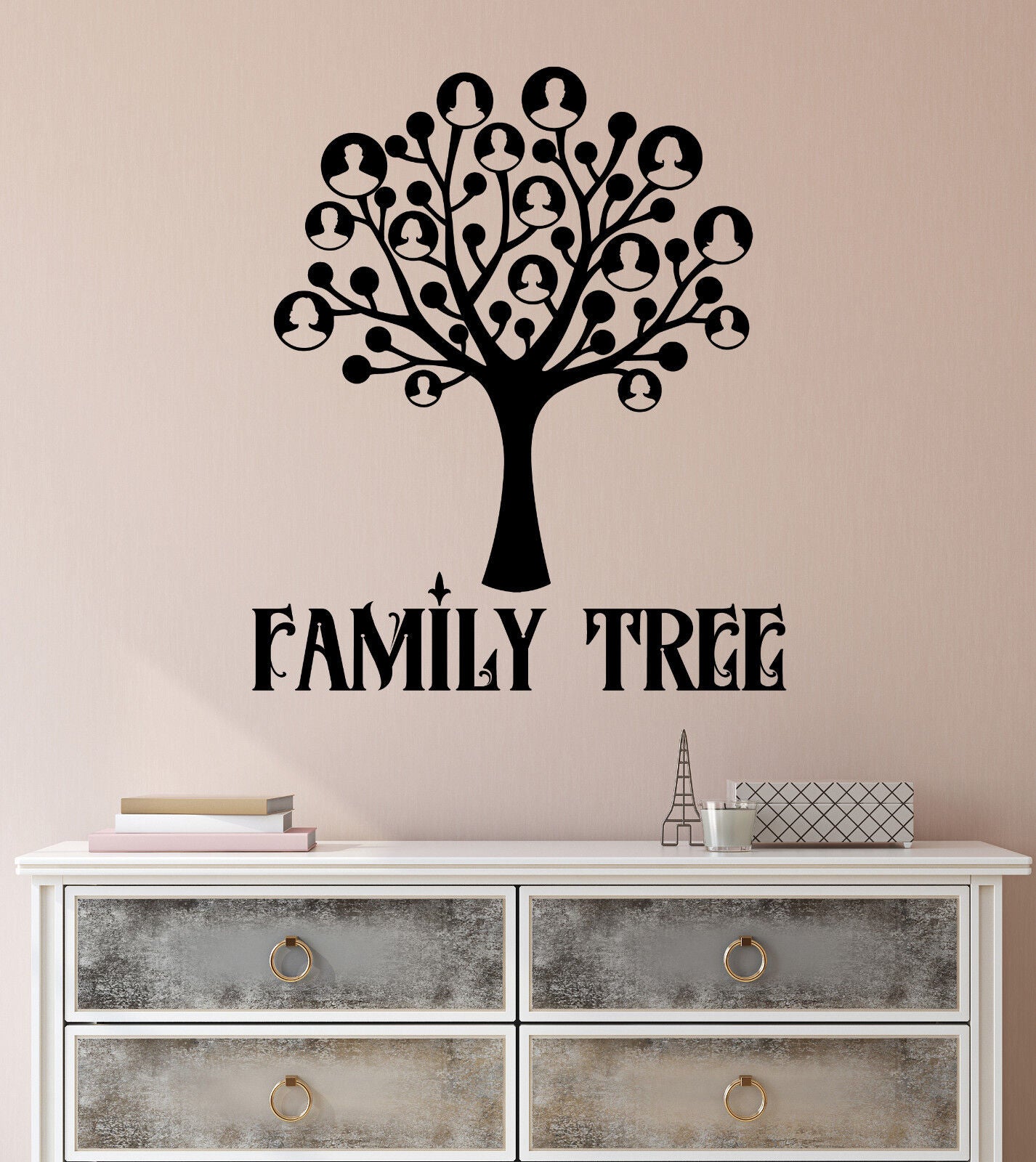 Vinyl Wall Decal Family Tree Word Logo Home Interior Stickers (3357ig)