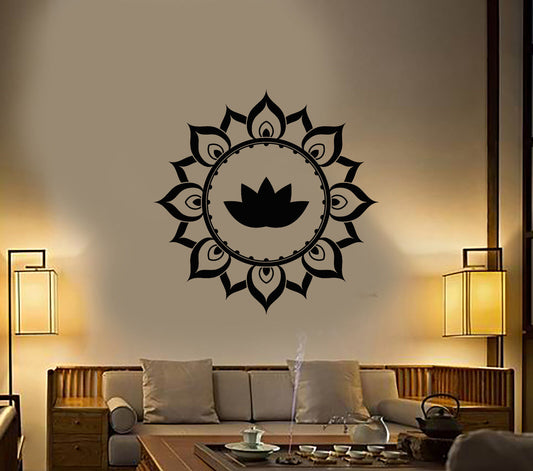 Wandtattoo Lotusblüte, Vinyl, Ornament, Meditationszimmer, Aufkleber (3372ig) 