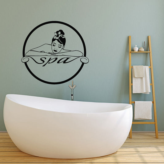 Autocollant mural en vinyle pour procédures de centre de spa, logo de massage pour fille (3376ig) 