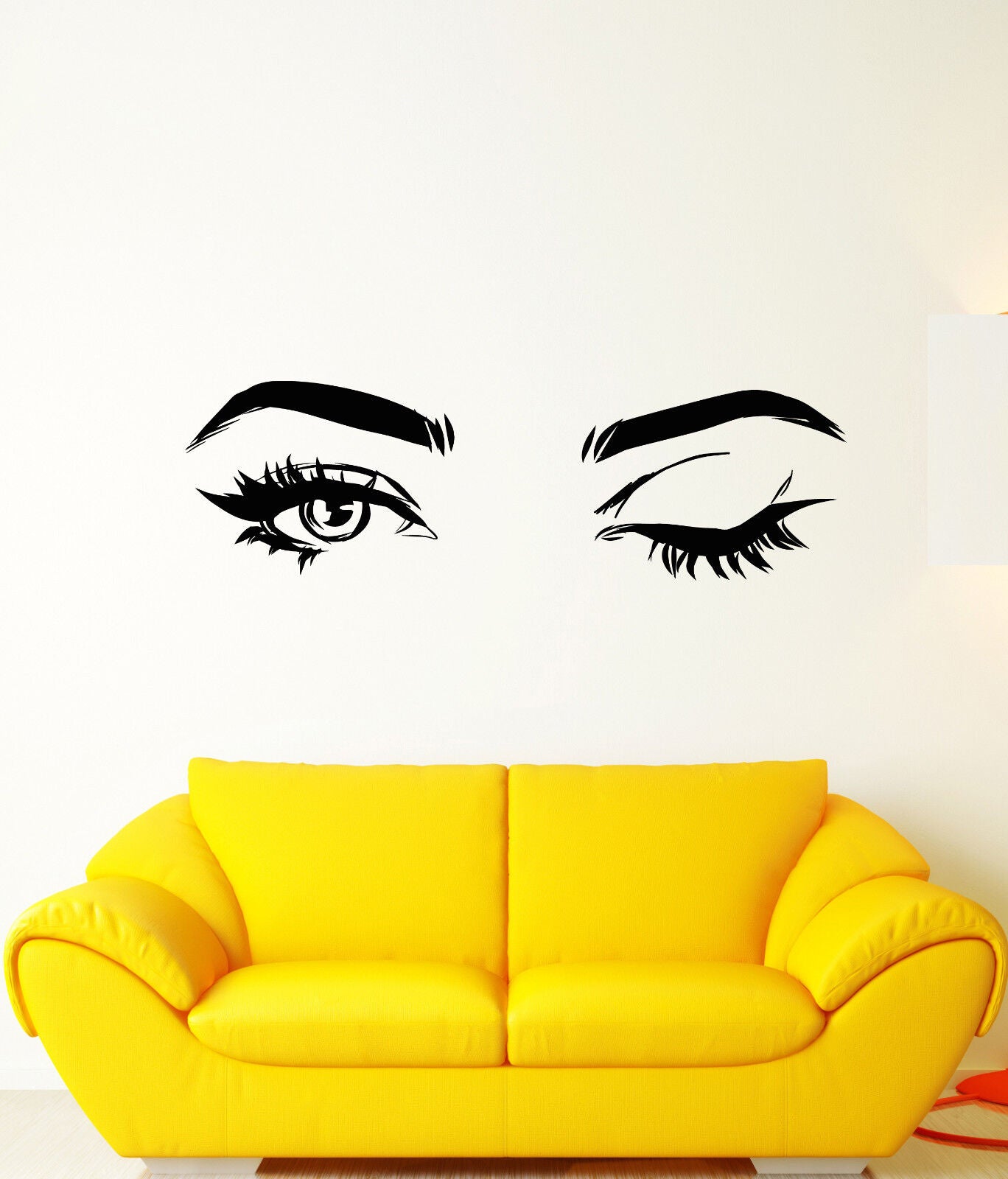 Autocollant mural en vinyle, autocollants de maquillage, yeux de belle fille, cils (3383ig)