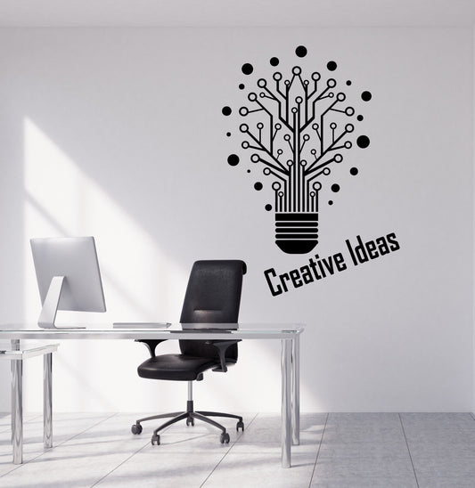 Vinyl Wall Decal Creative Ideas Light Bulb Words Office Decor Stickers (3387ig)