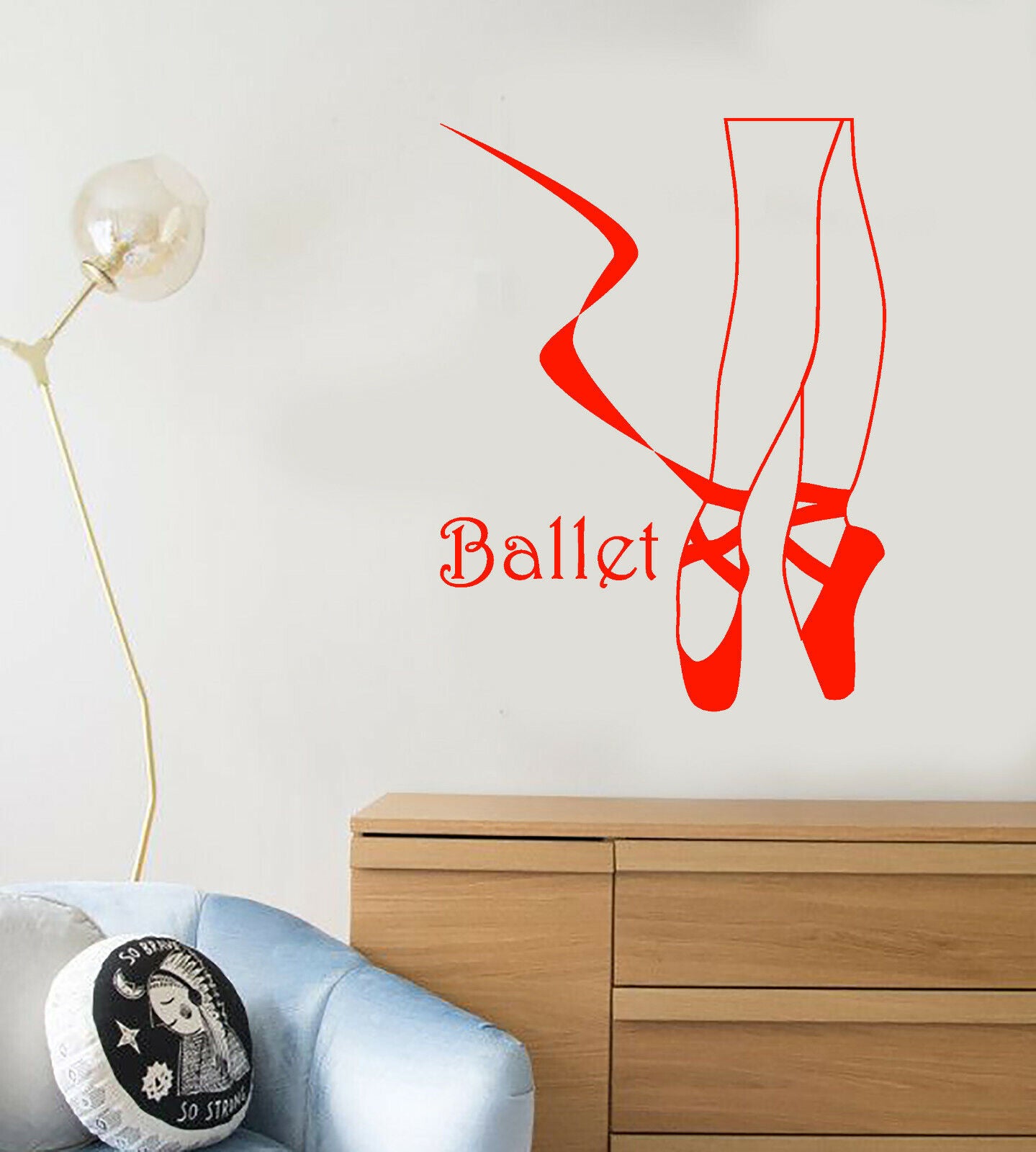 Vinyl Wall Decal Ballet Dance Studio Logo Ballerina Pointe Shoes Stickers 3392ig