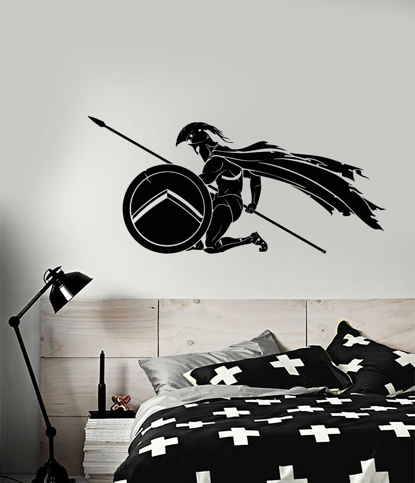 Vinyl Wall Decal Spartan Greek Warrior With Shield Helmet Stickers (3398ig)