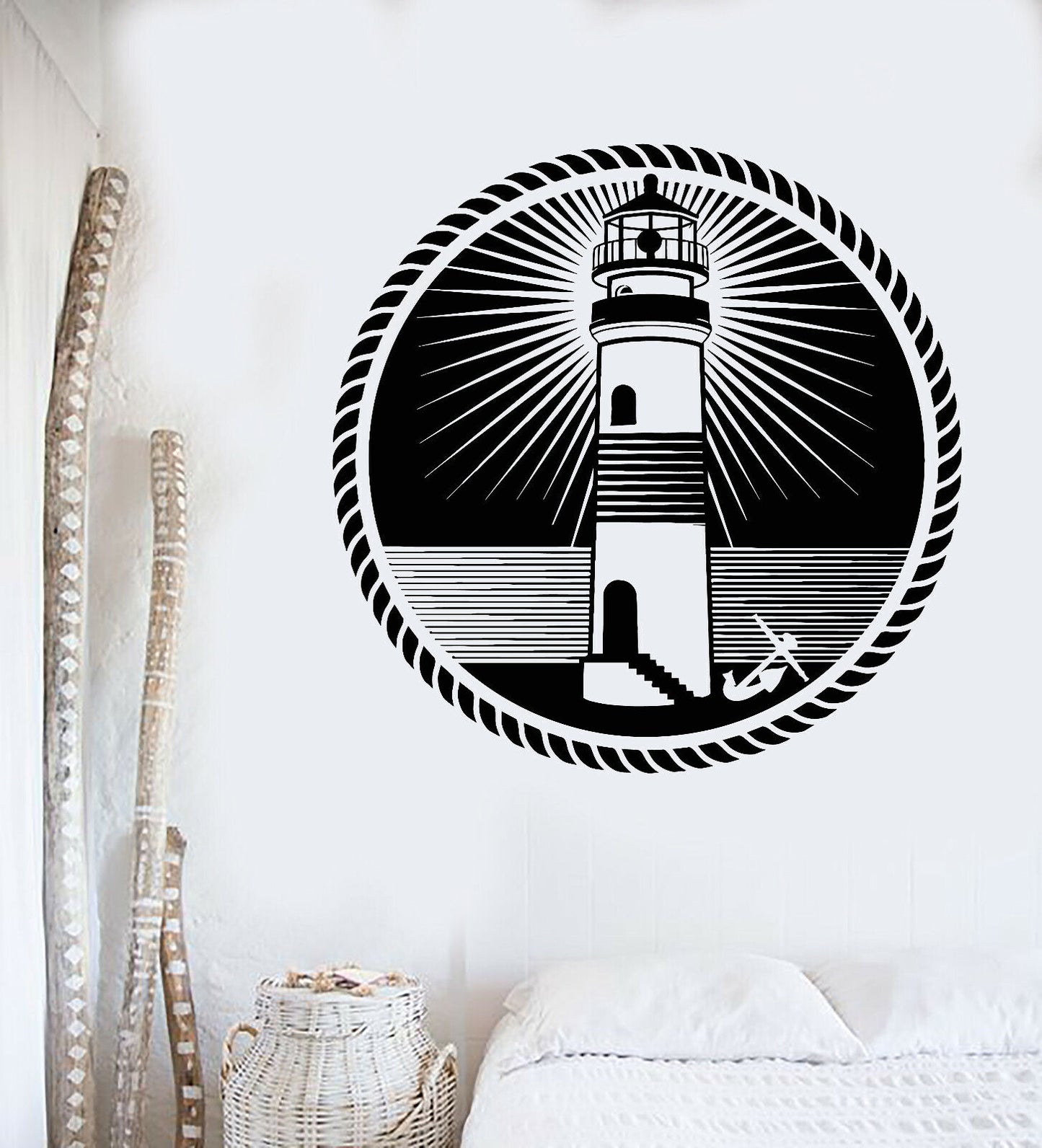 Autocollant mural en vinyle phare mer océan nautique Style marin autocollants (3406ig) 