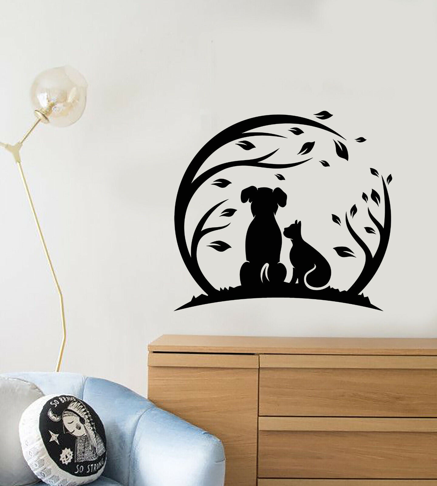 Autocollant mural en vinyle Nature maison animaux animaux de compagnie chien et chat autocollants (3412ig)