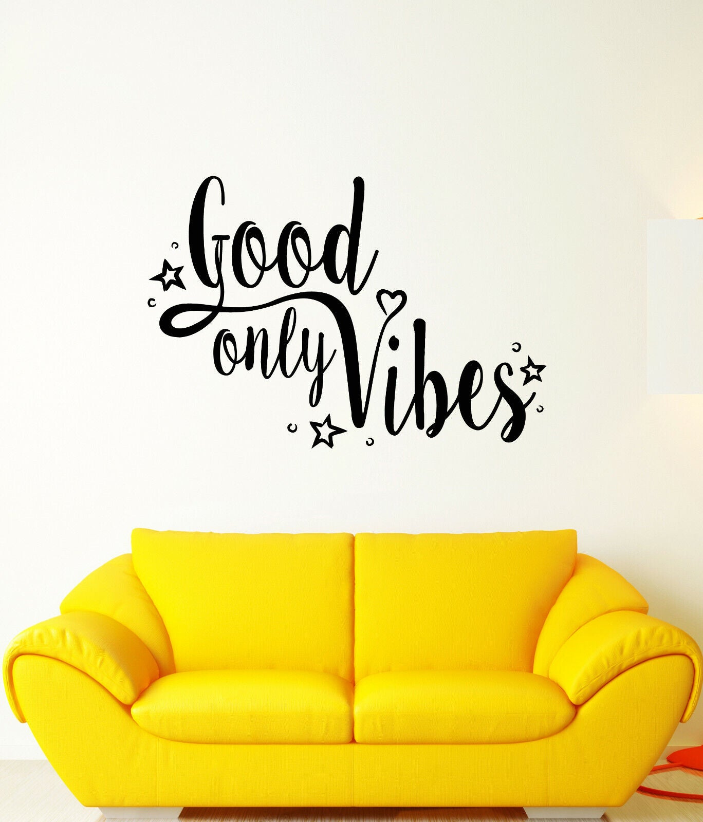 Autocollant mural en vinyle avec citation de mots Good Only Vibes, autocollants pour salle de méditation (3413ig)