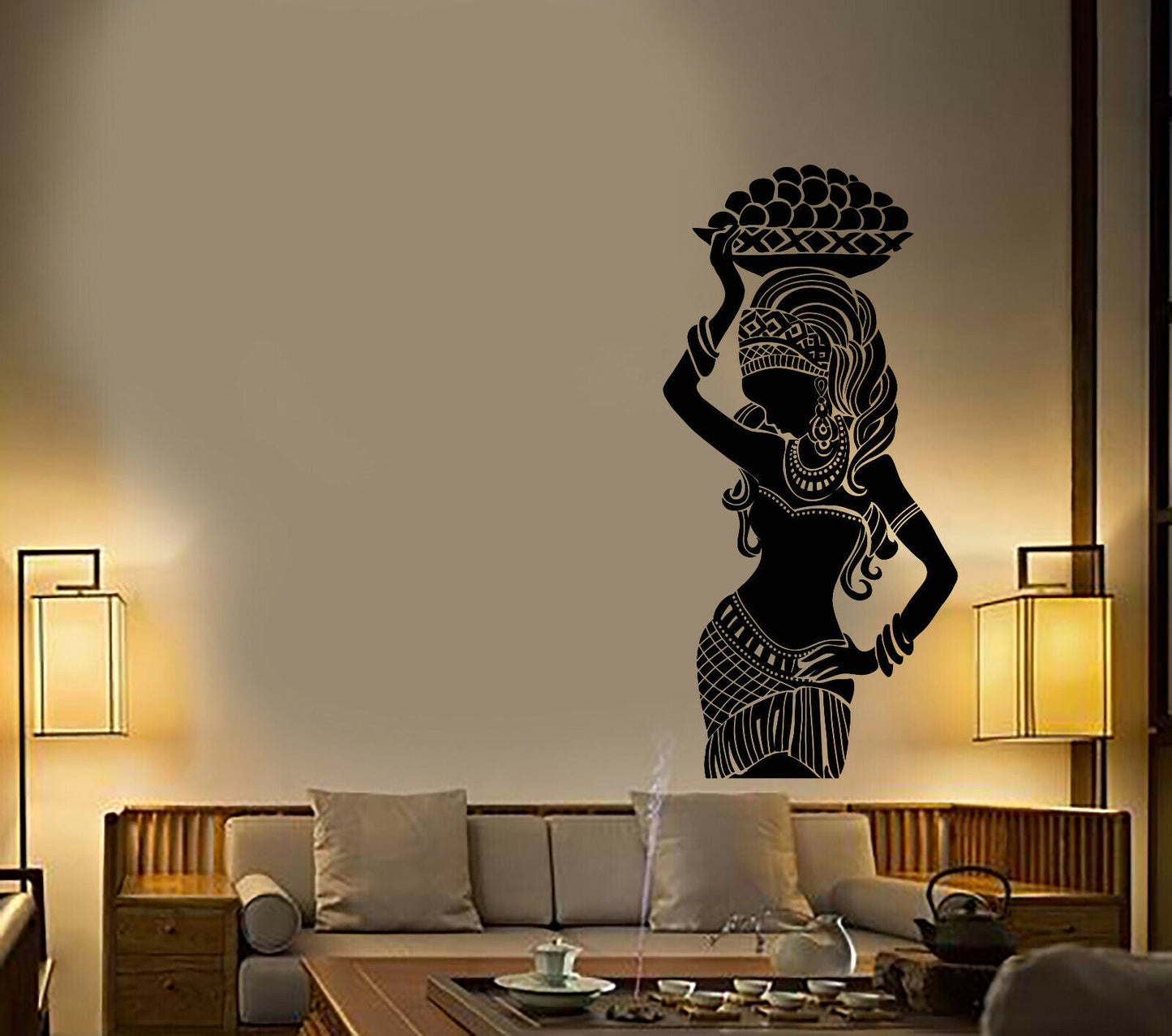 Vinyl Wall Decal African Native Girl Turban Ethnic Style Stickers (3414ig)