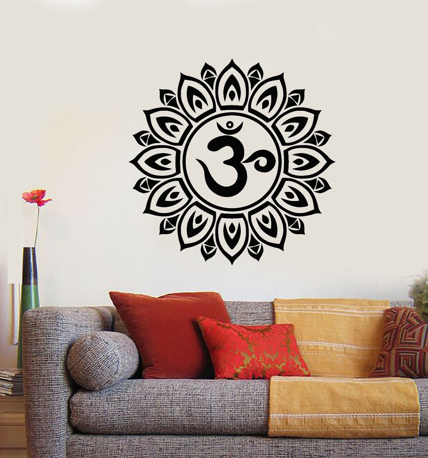 Vinyl Wall Decal Mandala Lotus Flower Om Yoga Meditation Stickers (3421ig)