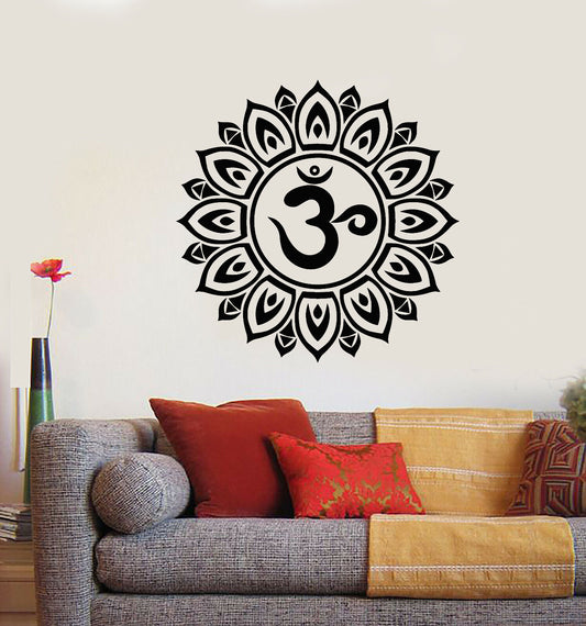 Autocollant mural en vinyle Mandala fleur de Lotus Om Yoga méditation autocollants (3421ig) 