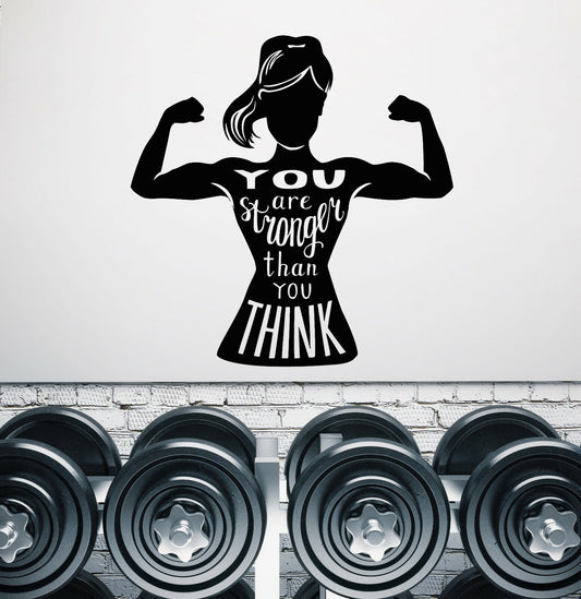 Autocollant mural en vinyle, citation de motivation, Sport, Fitness, fille, Gym (3425ig)