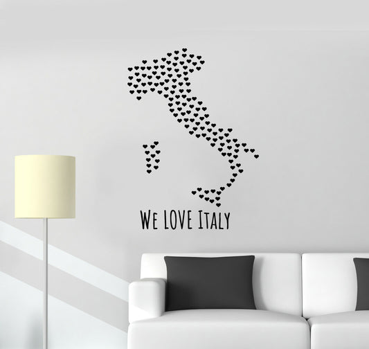 Vinyl Wall Decal Italy Map Words Quote Travel Tourism Stickers (3473ig)