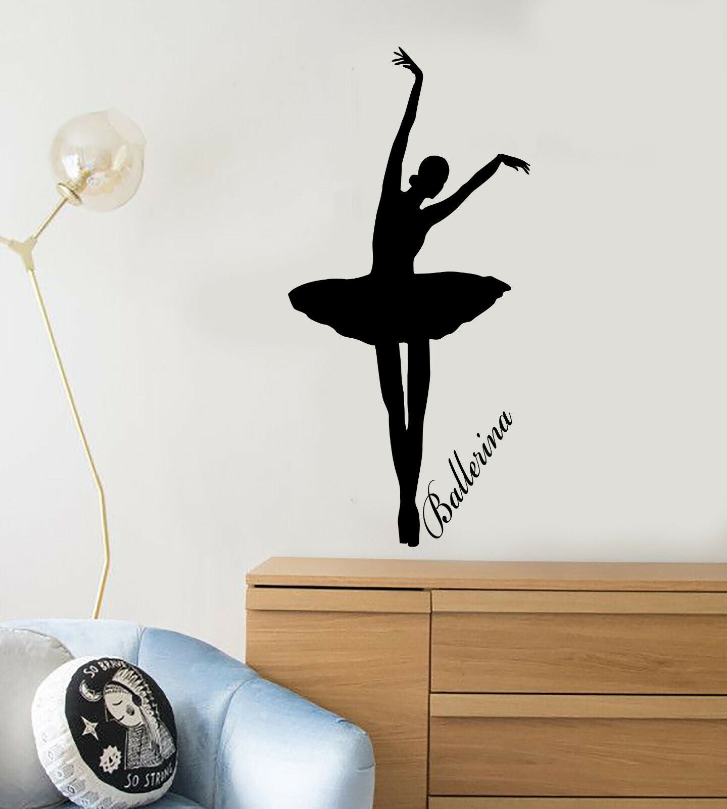 Vinyl Wall Decal Ballerina Silhouette Dancer Dance Ballet Logo Stickers (3481ig)