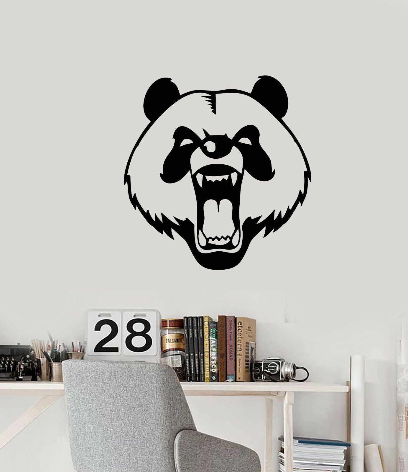 Autocollant mural en vinyle, tête de Panda maléfique, ours Animal (3494ig)