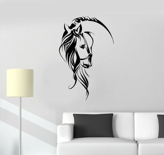 Vinyl Wall Decal Abstract Beautiful Horse Mane Head Home Animal Stickers 3508ig