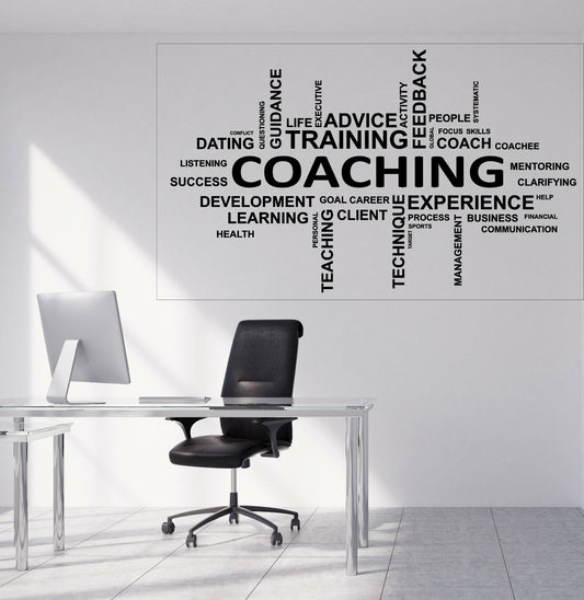 Wall Vinyl Decal Word Cloud Coaching Life Advice Training Office Sticker (n1014)