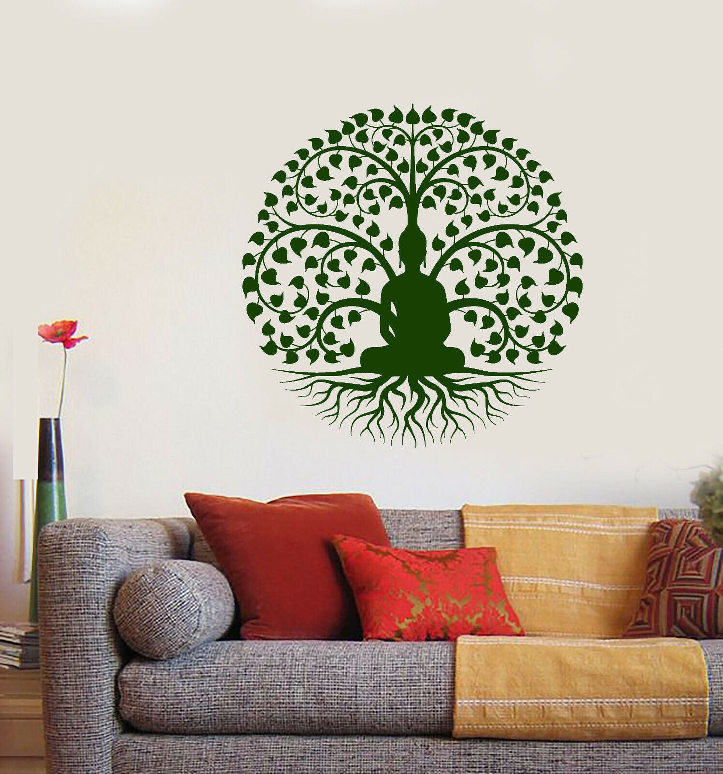 Vinyl Wall Decal Buddha Buddhism Bodhi Tree Stickers (3544ig)