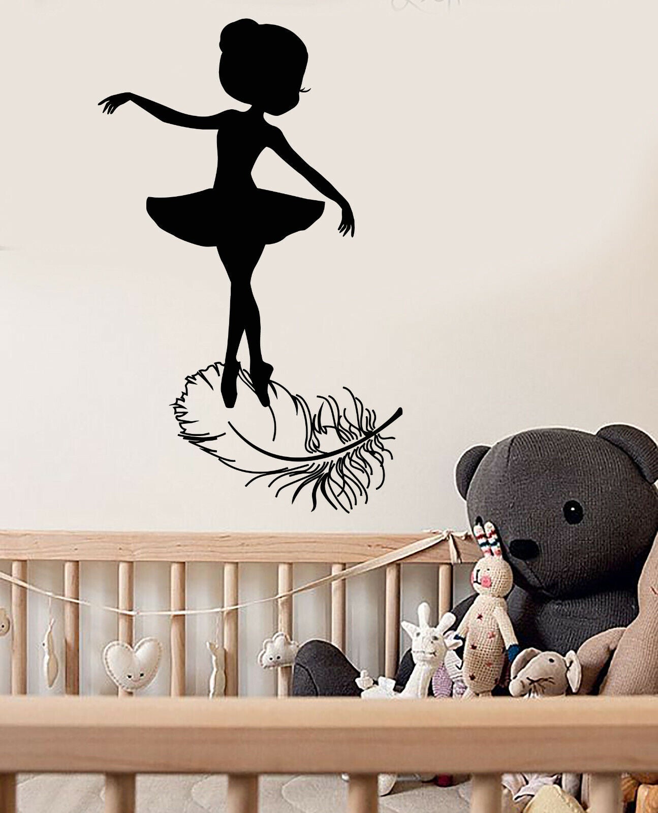 Vinyl Wall Decal Little Girl Ballerina Ballet Studio Bird Feather Sticker 3554ig