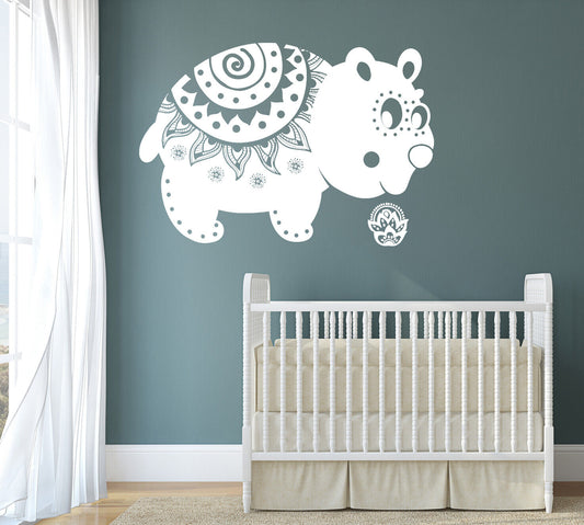 Wall Vinyl Decal Ethnic Animals Symbols Hippo Kids Room Decor (n1033)