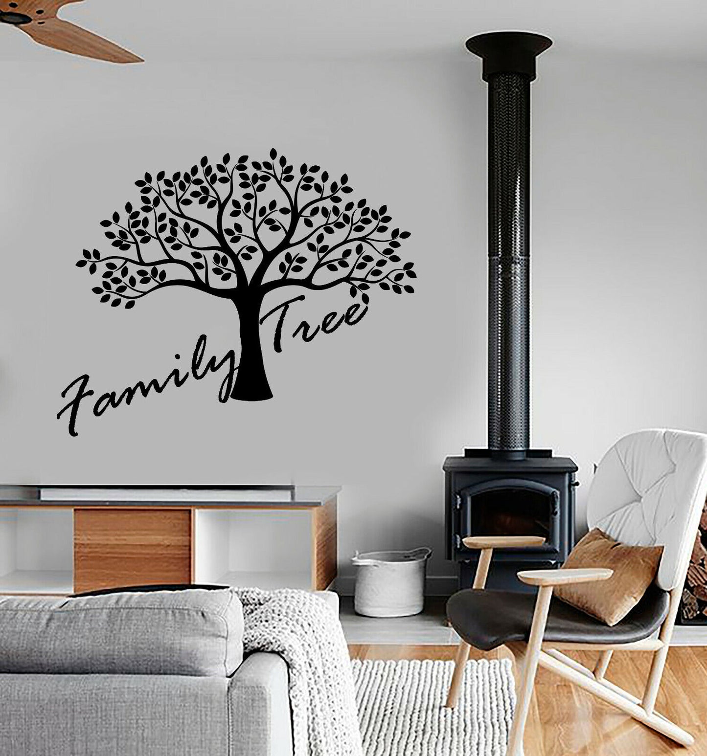 Vinyl Wall Decal Family Tree Logo Leaves Interior Design Stickers (3557ig)