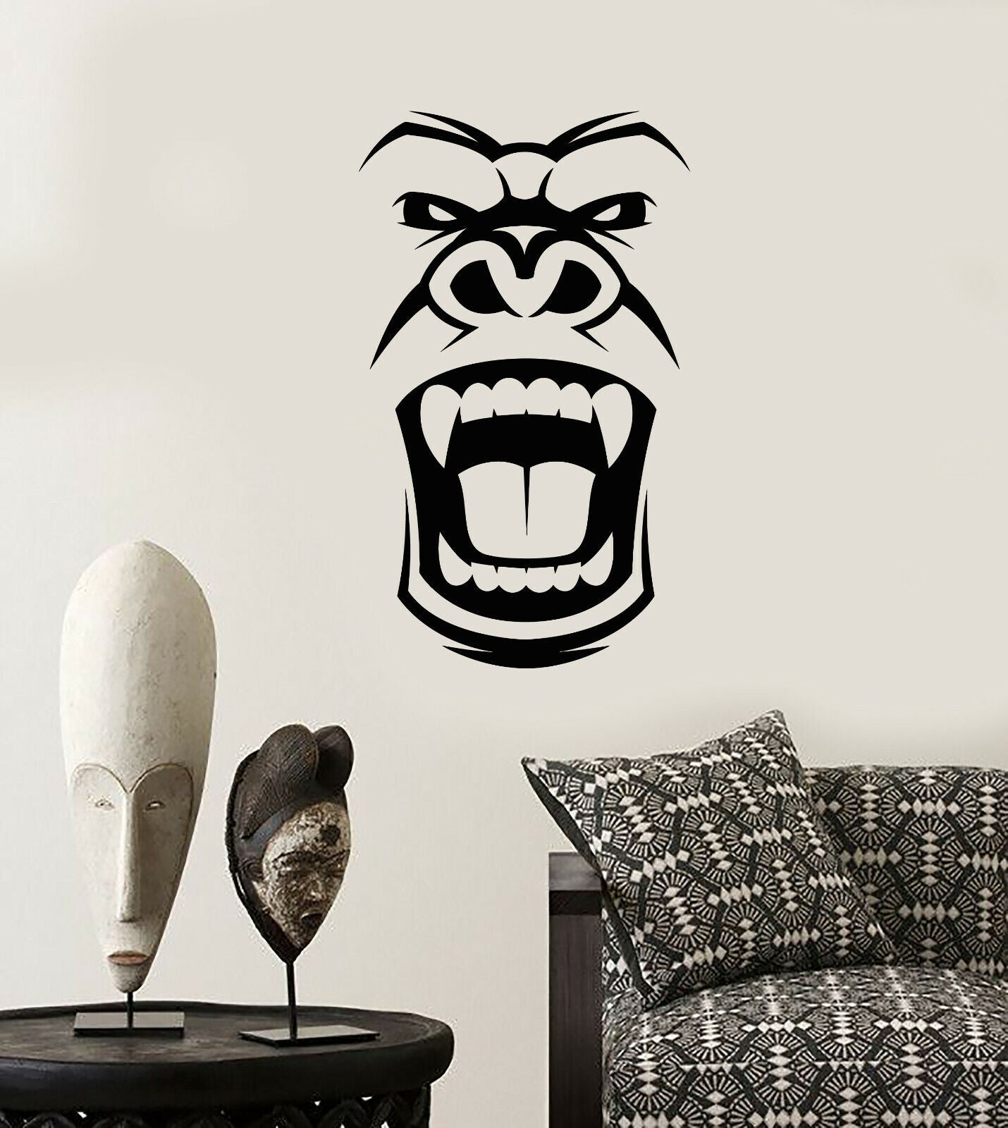 Vinyl Wall Decal Gorilla Evil Monkey Head Face African Mask Stickers (3580ig)