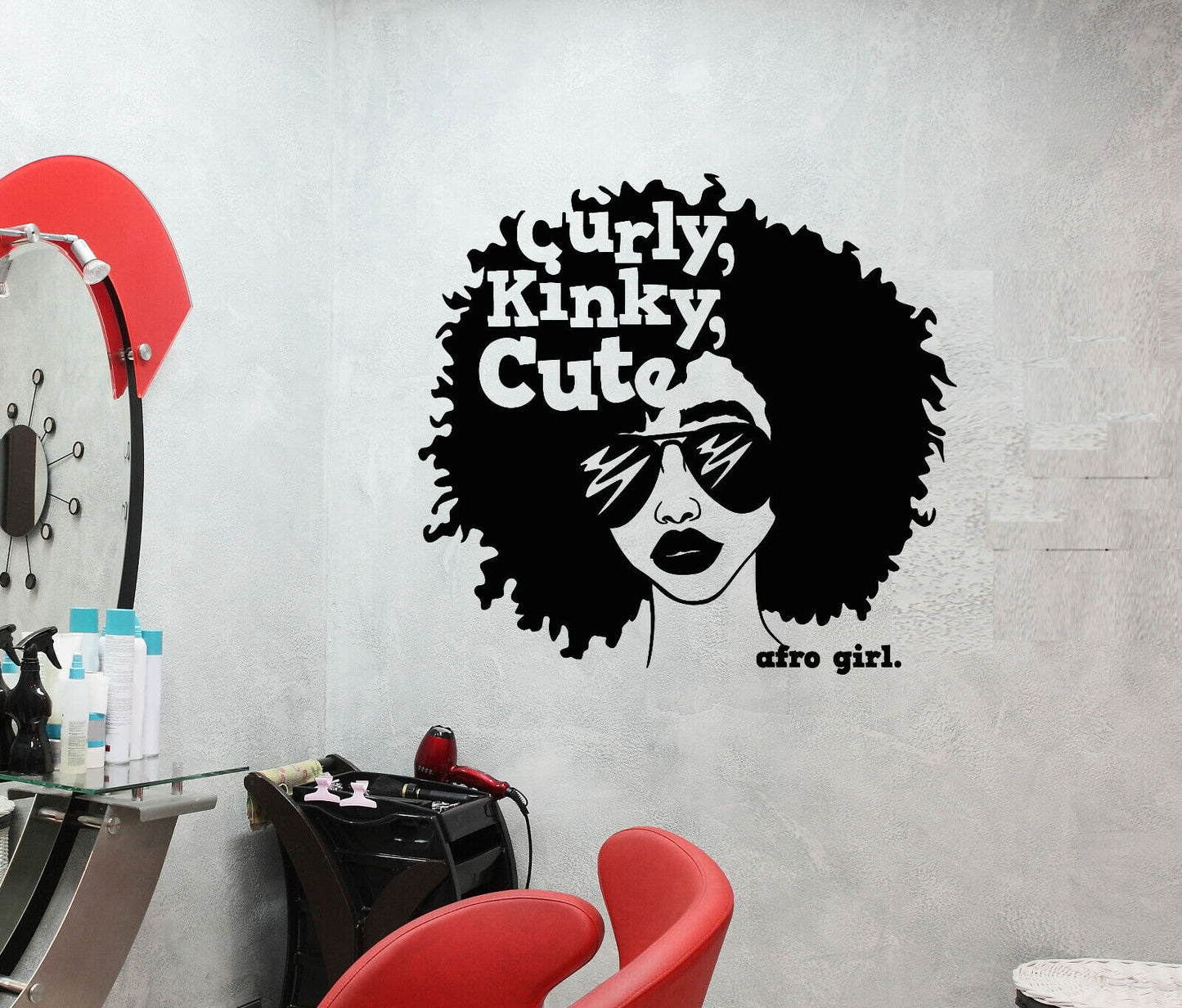 Vinyl Wall Decal African Girl Hairstyle Curls Kinky Stickers (3593ig)