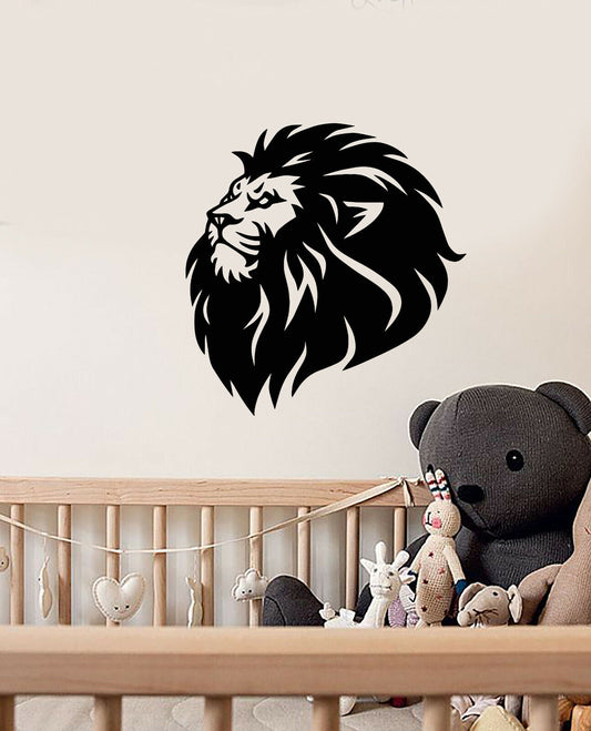 Vinyl Wall Decal African Cartoon Lion Animal Head Stickers (3594ig)