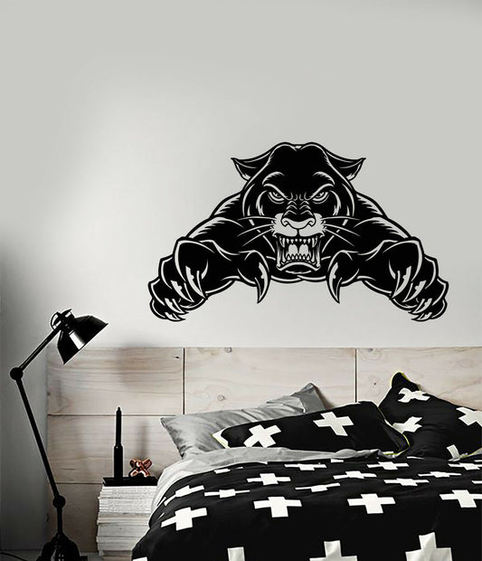 Wandtattoos &amp; Wandbilder Vinyl Aufkleber Böser wilder schwarzer Panther Angriff Tier Raubtier 3597ig