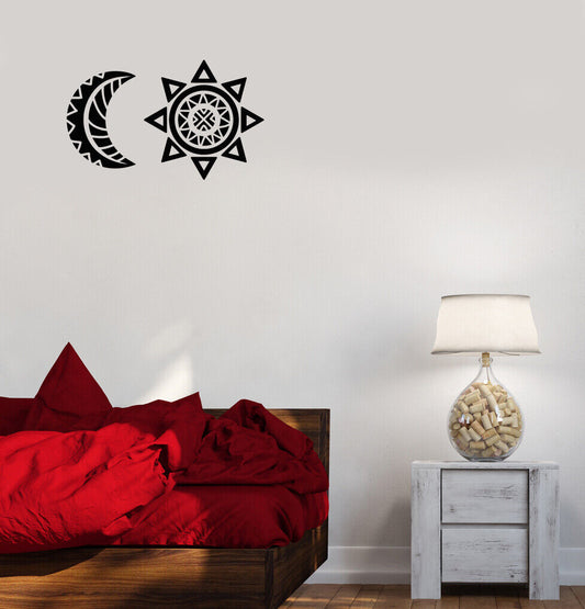 Vinyl Wall Decal Sun And Moon Ethnic Style Geometric Stickers (3634ig)