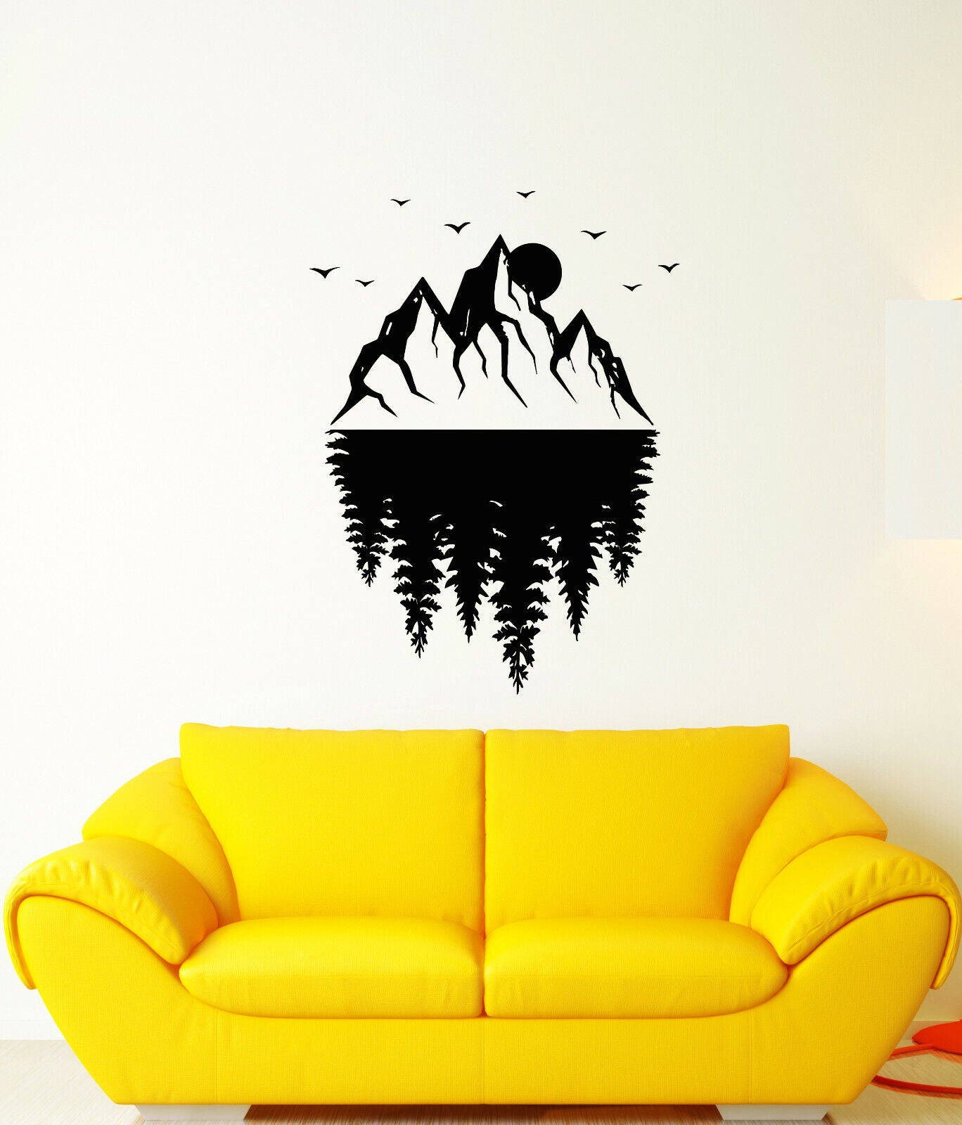 Wandtattoo Berge Landschaft Mond Wald Natur Vinyl Aufkleber (3635ig)