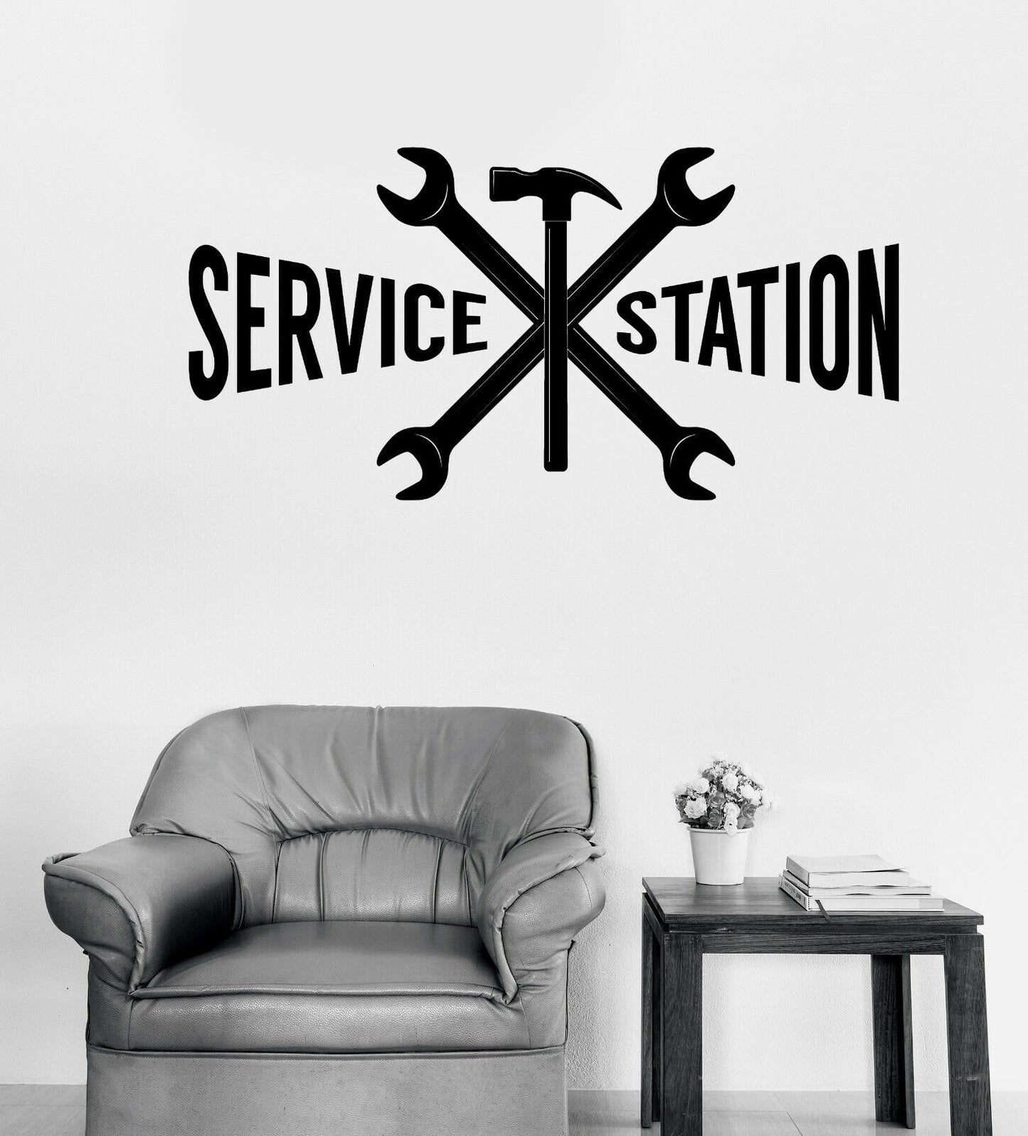 Wall Decal Mechanic Avto Service Logo Emblem Vinyl Decor (n1048)