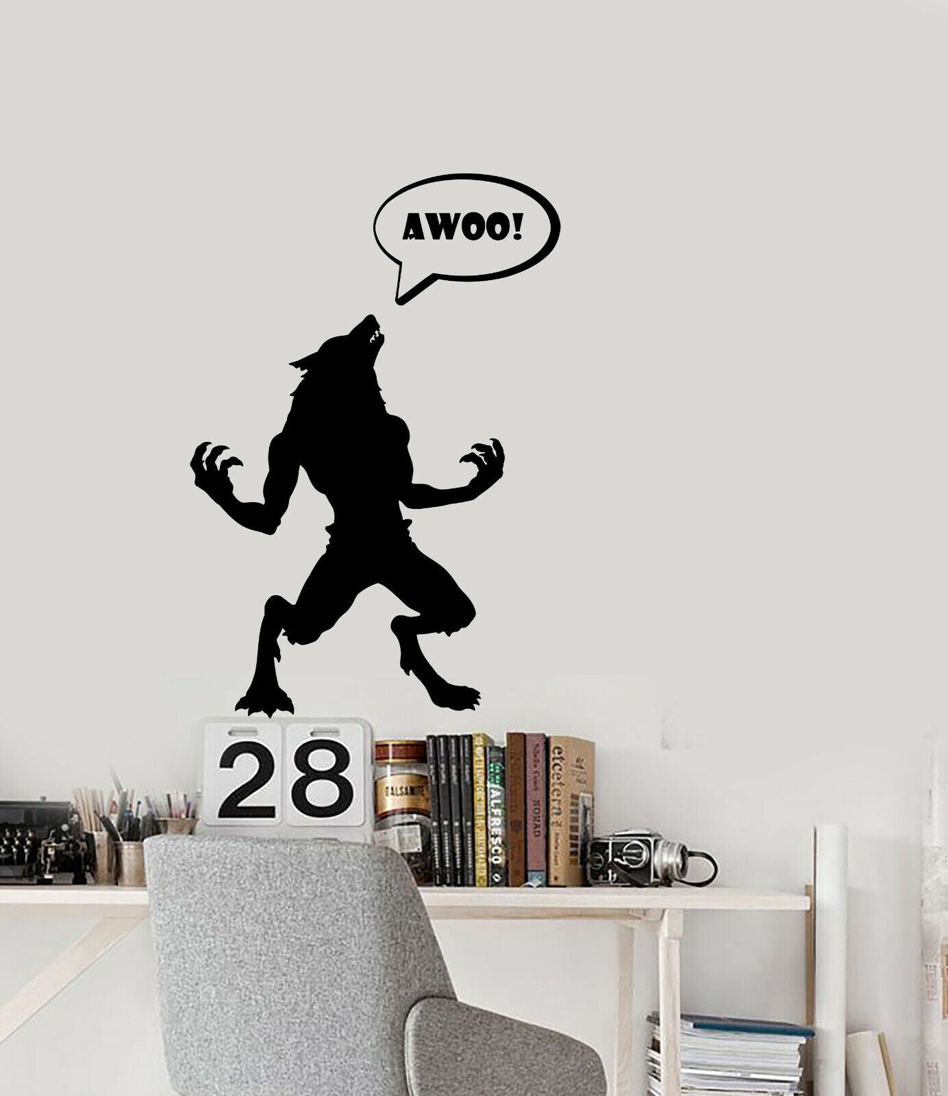 Wandtattoo Werwolf-Monster, Awoo, Heulendes Monster, Vinyl, (3656ig)