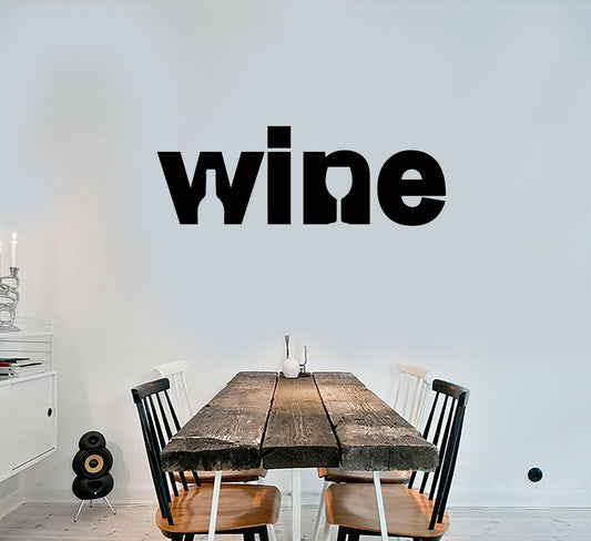 Vinyl Wall Decal Logo Word Wine Shop Bar Bottle Glass Stickers (3712ig)