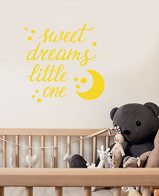 Vinyl Wall Decal Quote For Baby Room Sweet Dreams Moon Stars Stickers (3723ig)