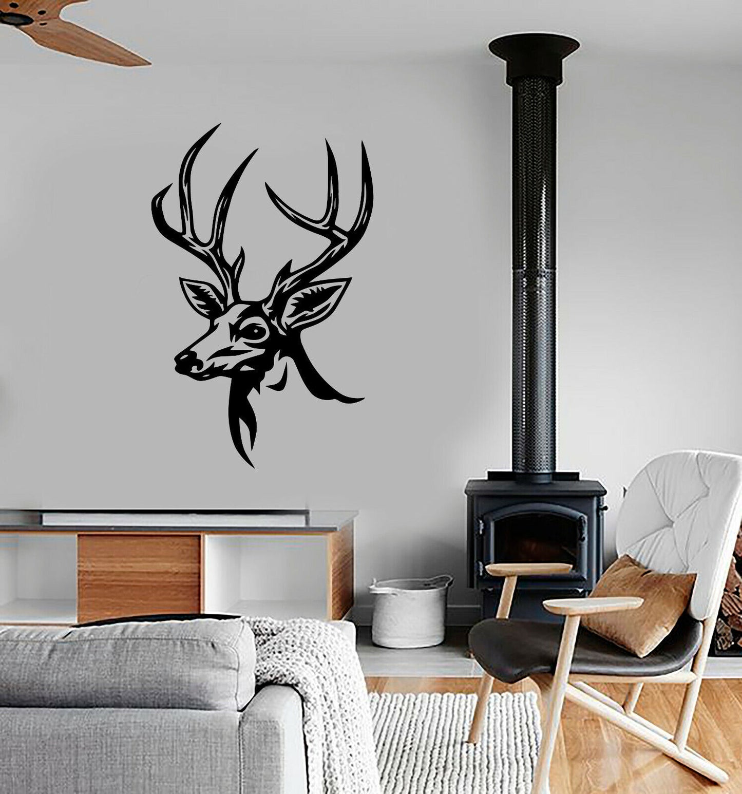 Vinyl Wall Decal Deer Head Hunting Club For Hunter Forest Animal Stickers 3724ig