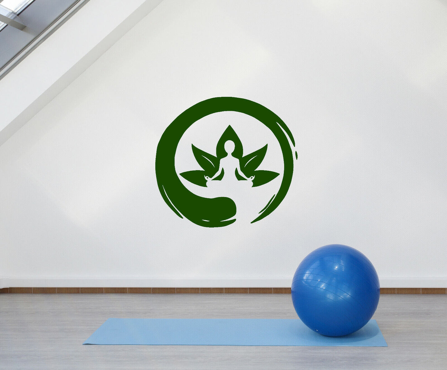 Autocollant mural en vinyle, symbole de cercle Enso, autocollants de fleur de Lotus de méditation de Yoga 3764ig 