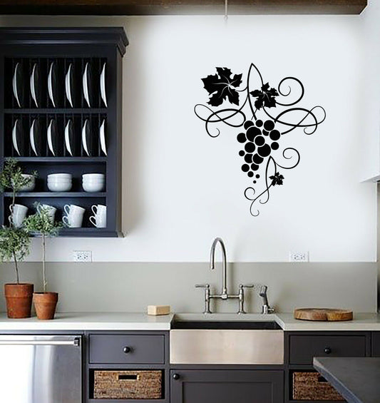 Vinyl Wall Decal Fruit Handful Of Grapes Wine Shop Stickers (3775ig)