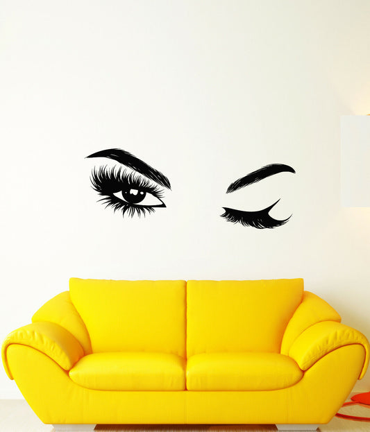 Autocollant mural en vinyle, beaux yeux de fille Sexy, faux cils clignotants, autocollant 3784ig