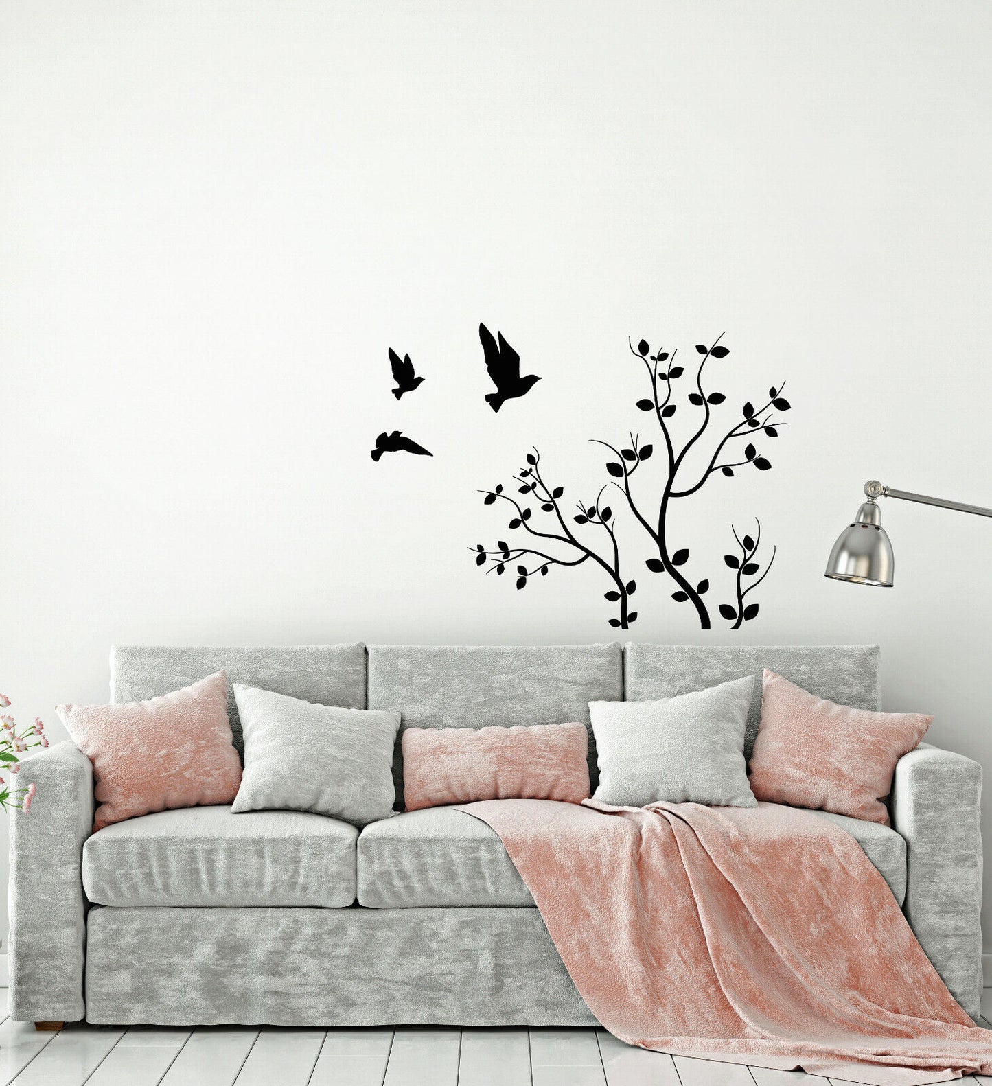 Vinyl Wall Decal Nature Tree Branch Flying Birds Bedroom Decor Stickers (3809ig)