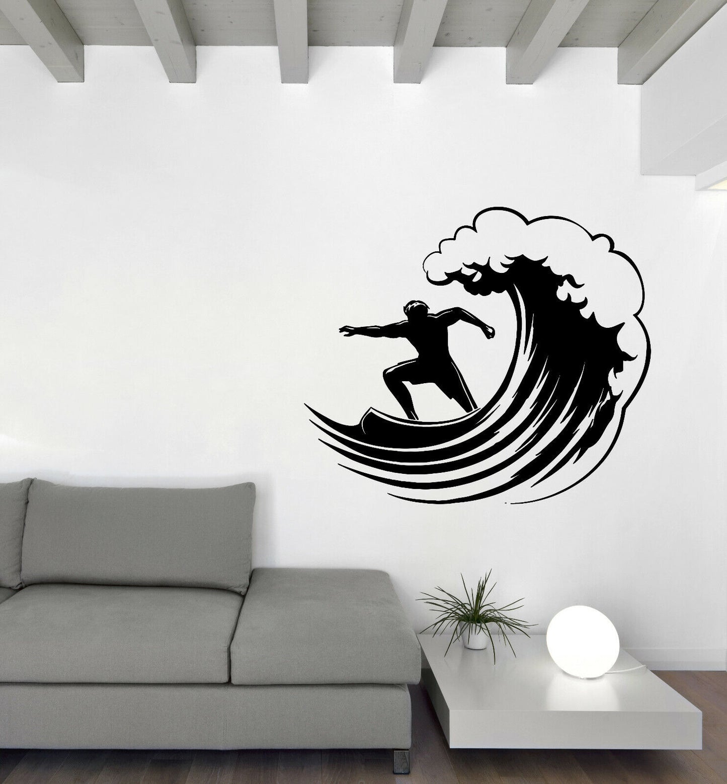 Wandtattoo Surfen, Extremsport, Vinyl, Surfer auf Welle (n1113)