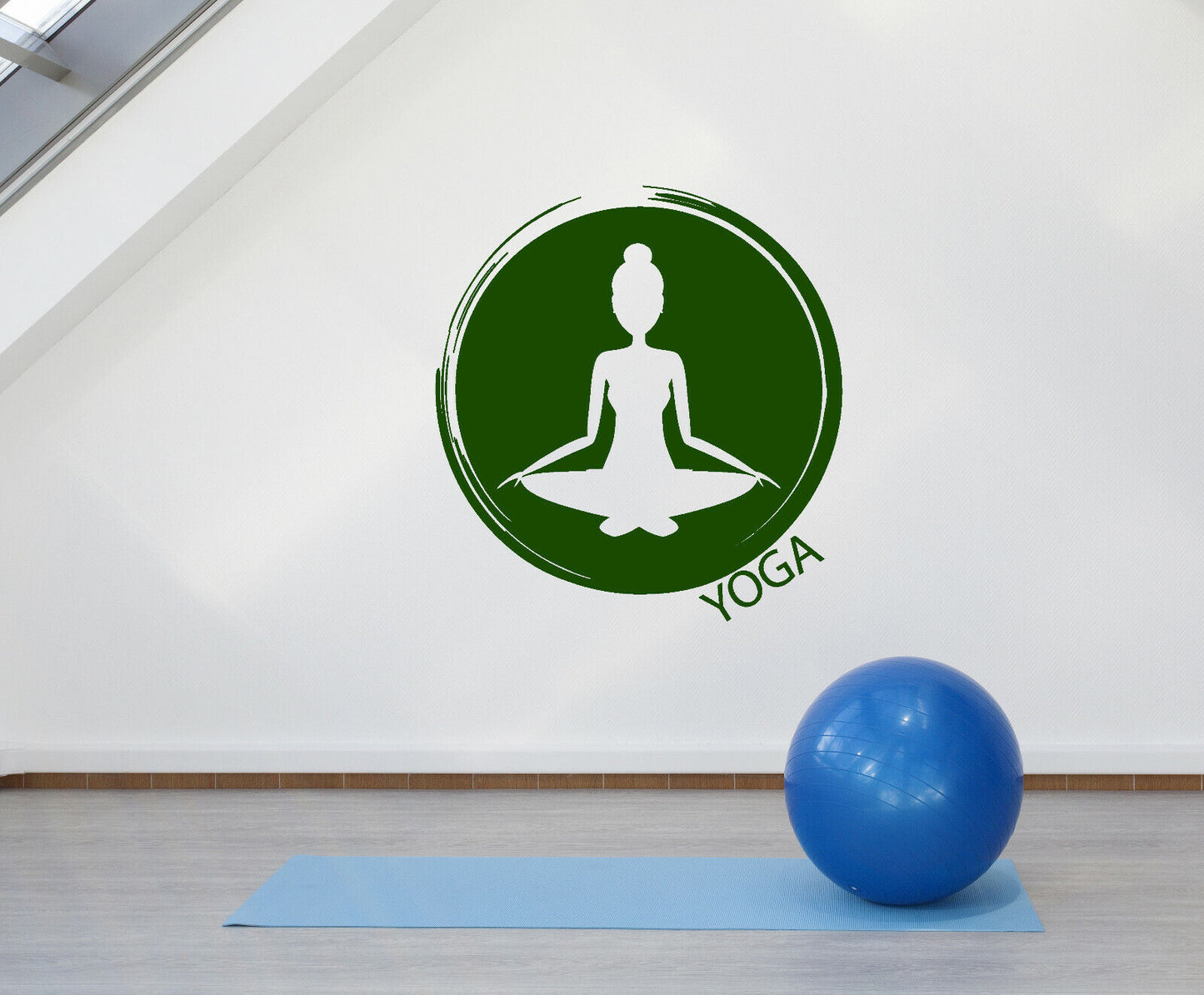 Vinyl-Wandaufkleber, Yoga-Mädchen, Lotussitz, Meditationszimmer, Logo-Aufkleber (3826ig) 